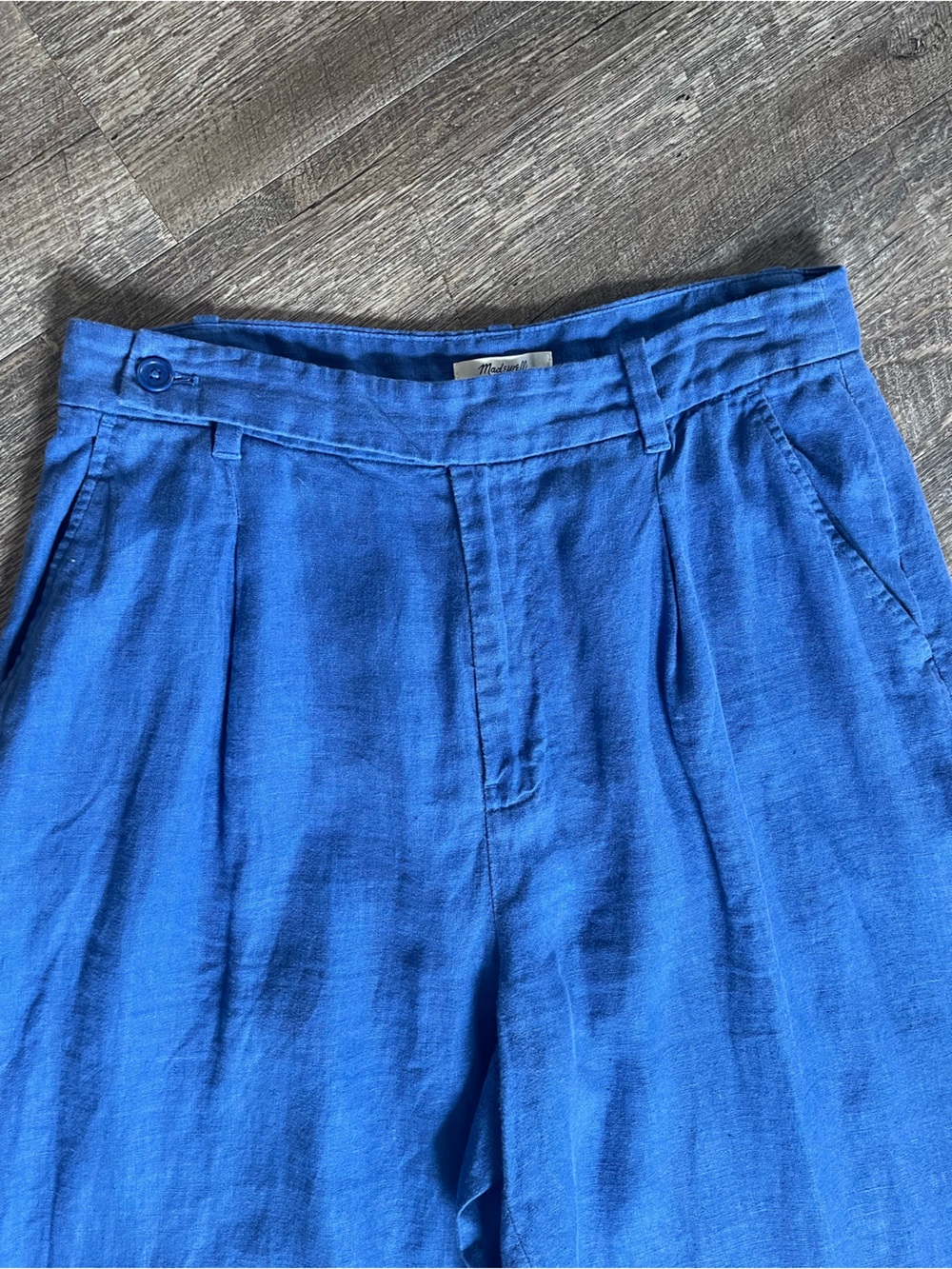 Madewell Harlow 100% linen wide leg pants royal blue - Picture 4 of 11